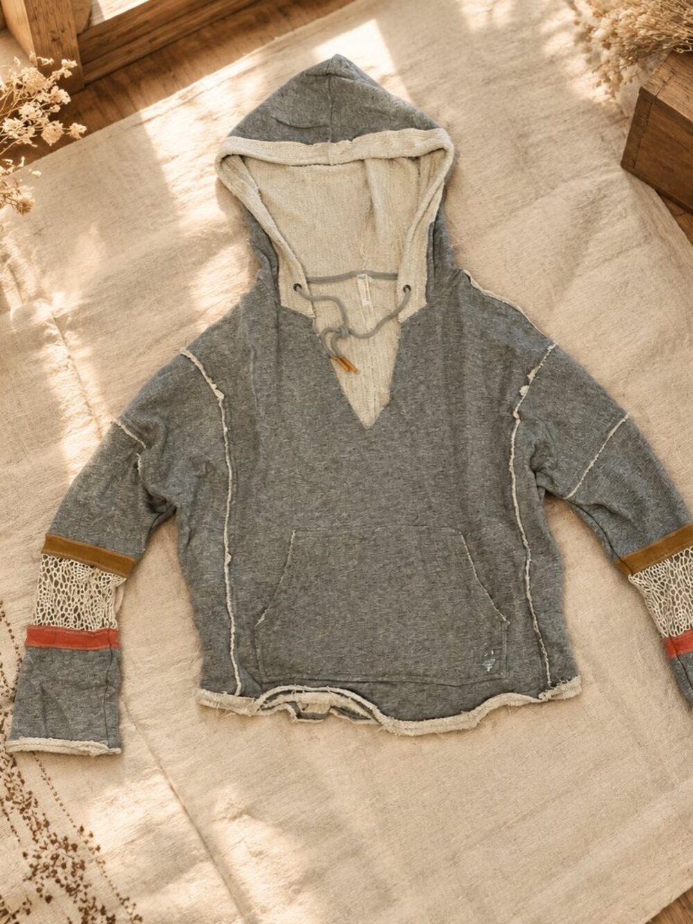 FREE PEOPLE Dream Catcher Crochet Fleece — Size Small